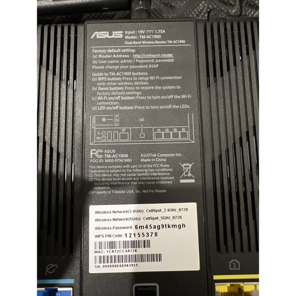 T-Mobile Asus TM-AC1900 Dual-band Wireless Router Personal Cellspot WiFi Calling - Picture 5 of 6
